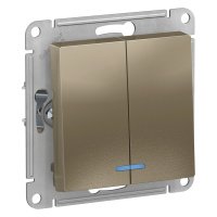 Выключатель 2 кл с/п с подсв Шампань AtlasDesign ATN000553 (20/160)