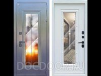 Дверь мет. DORSTON Термо АРИСТО Макс Ст.пак, Букле черн/Муар белый RAL9003 Ф-91 Веллюто джел ЗК 860*2050 "П" 