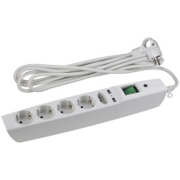 Сетевой фильтр 2м 5 розеток + 2xUSB ЭРА SFU-5es-2m-W Белый (C0043327)