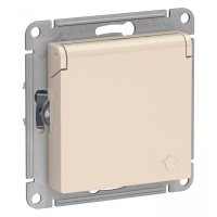 Розетка 1гн с/п с з/к штор. с крыш. IP44 Песочный AtlasDesign ATN001246 (5/20)