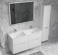 Тумба WECTOR 120 подвесная белая, с раковиной CLASSICA 120