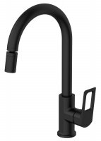 Смеситель для мойки VODA Surf Black,с аэратором на шарнире, R-излив, арт. SF519BAR