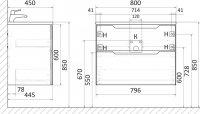Тумба WECTOR 80 подвесная антрацит, с раковиной CLASSICA 80 купить в каталоге интернет магазина СМИТ с доставкой по Улан-Удэ
