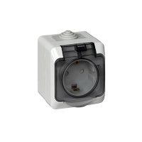 Розетка 1гн о/п с/з с крышкой Белый Этюд Schneider Electric IP44 (12/96) (РА16-044В)