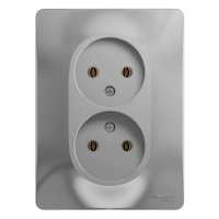 Розетка 2гн с/п б/з Алюминий Glossa GSL000320 (15/90)