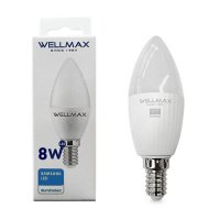 Лампа светодиодная  свеча 8W Е14 нейтральный белый свет WELLMAX 4К