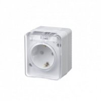 Розетка 1гн с з/к о/п со шт. БЕЛЫЙ AtlasDesign PROFI IP54 16А 250B (12/96) ATN540145