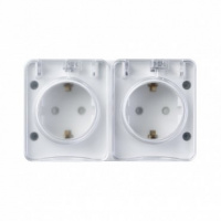 Розетка 2гн о/п с/з со шт. БЕЛЫЙ AtlasDesign PROFI IP54 16А 250B (6/48) ATN540126