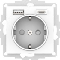 Розетка 1гн с/п с з/к + 2USB (1 порт А+1 порт C ) Белый AtlasDesign ATN000132 (8/48)