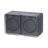 Розетка 2гн о/п с/з со шт. АНТРАЦИТ AtlasDesign PROFI IP54 16А 250B (6/48) ATN544026