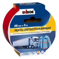 Лента светоотражающая 48мм*5м. красно-белая UNIBOB (24шт/уп)