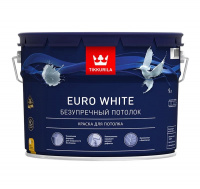 Краска TIKKURILA EURO WHITE  9 л  для потолка купить в каталоге интернет магазина СМИТ с доставкой по Улан-Удэ