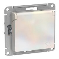 Розетка 1гн с/п с з/к штор. с крыш. IP44 Жемчуг AtlasDesign ATN000446 (10/60)