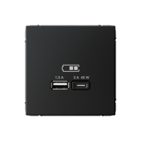 Розетка USB A + тип-C 45W КАРБОН ArtGallery высокоскоростная зарядка (GAL001029)