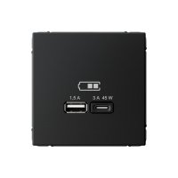 Розетка USB A + тип-C 45W КАРБОН ArtGallery высокоскоростная зарядка (GAL001029)